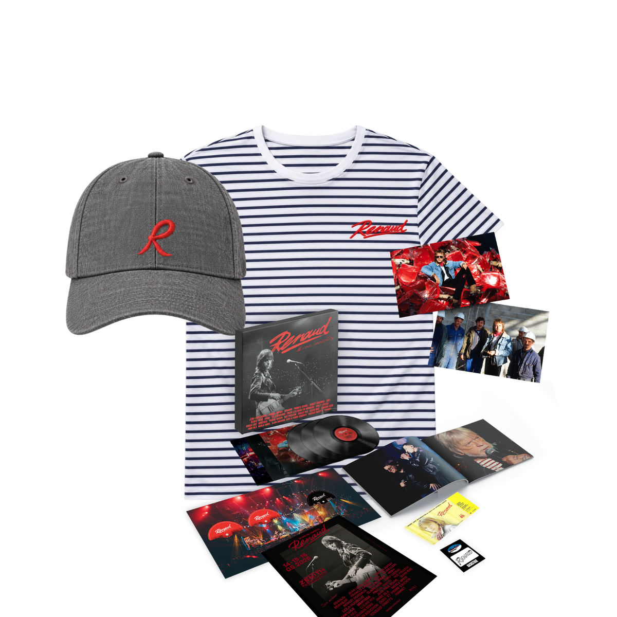 Pack Album au choix "Renaud et ses invités" + Marinière + Casquette + Cartes Postales